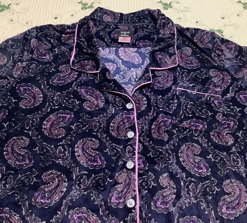 WOMEN'S Sz 3XL "ASHFORD & BROOKS" BLACK PAISLEY DRAWSTRING WINTER LOUNGE PAJAMAS - Picture 4 of 7
