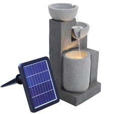 Solar Power Garden Water Feature Fountain Light Patio Statues Freestanding Decor