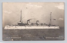Military NAVY SHIP RPPC USS Minneapolis C-13 1908 Photo Postcard 5a