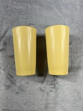 Vintage Set of 2 Tupperware 12 Oz Harvest Gold Stackable Tumblers 873