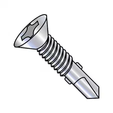 Self-Drilling Screw, #12-24 x 3-1/2 in, Zinc Plated Steel Flat Head Phillips
