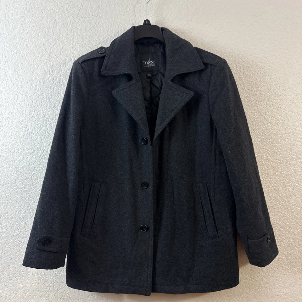 Abrigo de Lana Vintage Talla M o 48 Gris Carbón Botón Frontal Sin Usar Estado  Foto 3 de 4