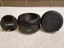 Canon EF 50mm f/1.8 STM Lens For DSLR w/Canon Front Cover+ Canon Rear Cap-MINT!