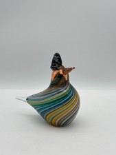 Iittala OIVA TOIKKA Art Glass Bird Sculpture Multicolor Swirl Italian Hand Blown