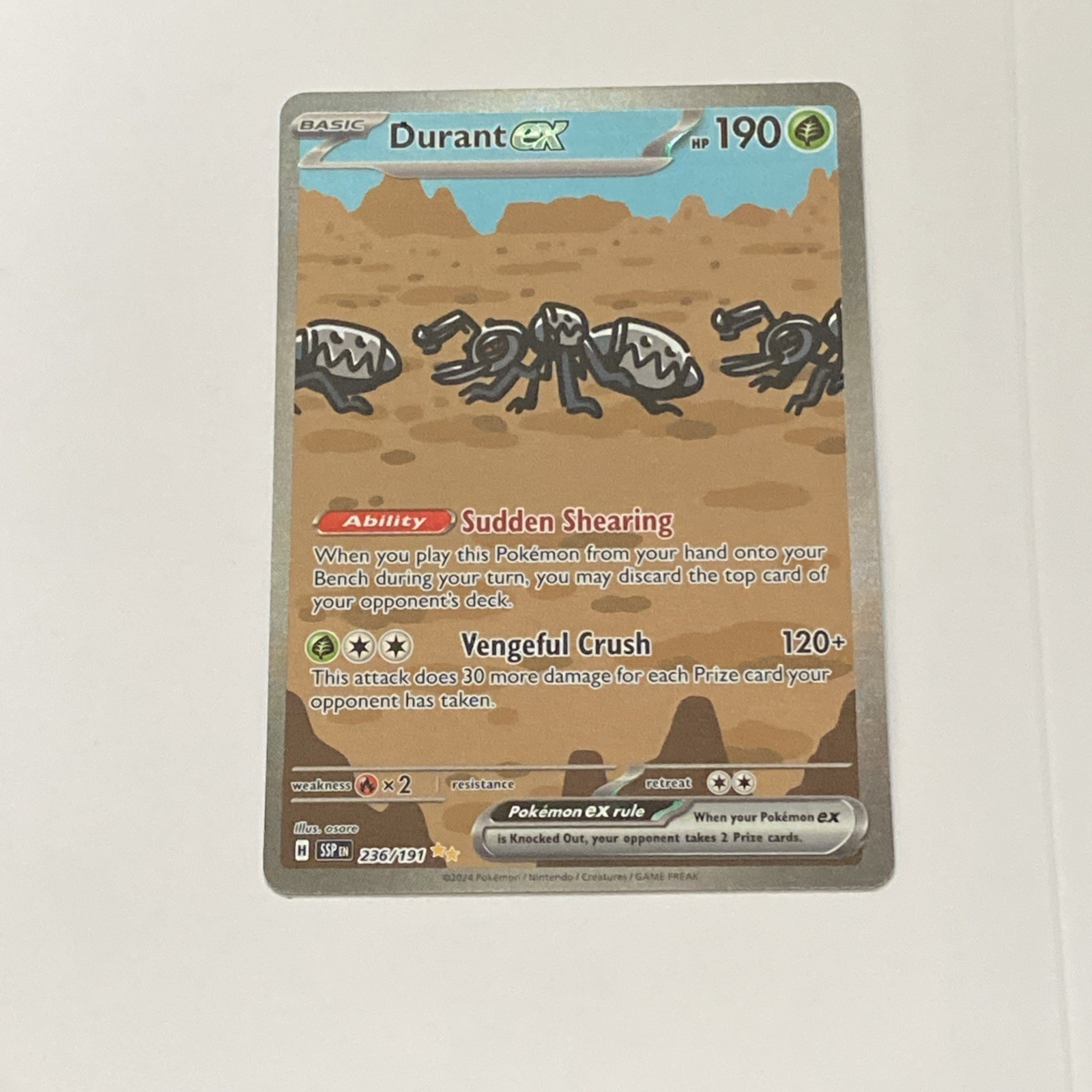 Pokemon TCG Durant ex Special Illustration Rare SV08: Surging Sparks 236/191 NM