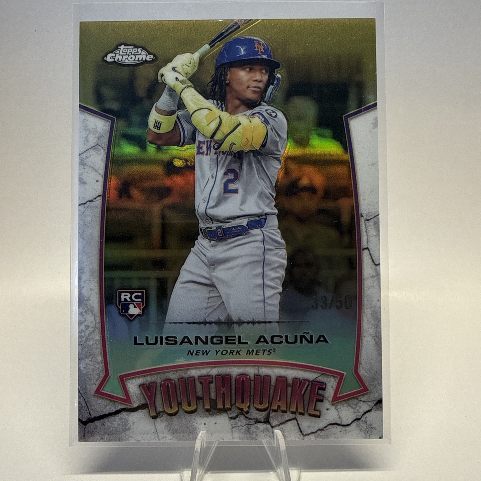 LUISANGEL ACUNA 2025 Topps Chrome YOUTHQUAKE Rookie Gold Refractor /50 RC