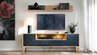 Wohnzimmer Set Tv-Lowboard LuxuriöSes MedienmöBel Holz Wandregal