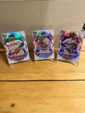 Francisco Lindor, Feddie Freeman, Ozzie Albies Stars of MLB nice set of 3) rare