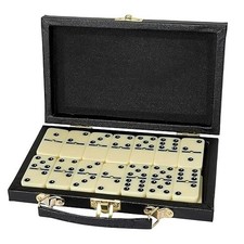 Domino Set - 28 Pieces Double Six Classic Dominoes In Durable Wooden Brown Box