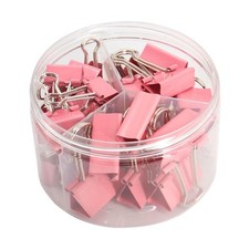 Pink Binder Clips Paper Clamps, Assorted Sizes Set Small, Medium, Large for...