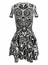 Alexander McQueen Knit Dress Black Ivory Shell Pattern Size M Used 