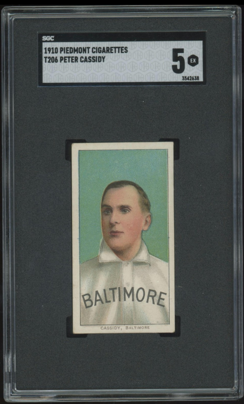 1909-11 T206 Peter Cassidy Piedmont 350 SGC 5