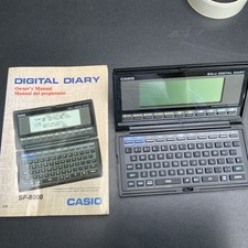 CASIO SF-8000 Elektroniczny dziennik cyfrowy 64k retro rzadki i instrukcje elektroniczne