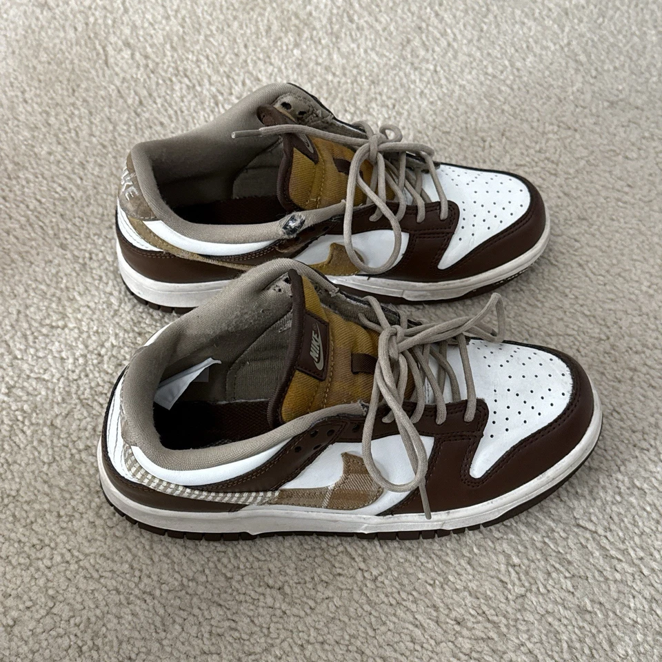 Nike Dunk Low Plaid Brown Sail FV3653-191 Big Kids 5Y/Mujer’s 6.5 Zapatos Foto 4 de 4