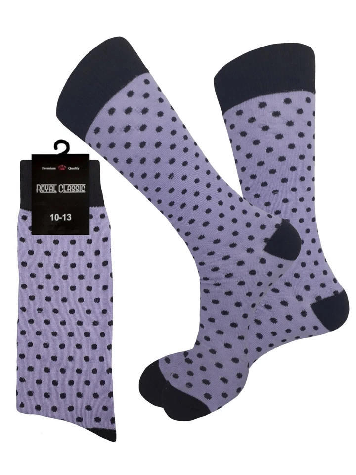 1-3-6-12 Dress Socks Polka Dot PURPLE Novelty Socks Cotton 10-13 FIRST QUALITY - Image 3 of 4