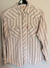 Vintage 70s Levi Strauss Pearl Snap Western Shirt Mens Sz L Ribbon Longhorn Tag