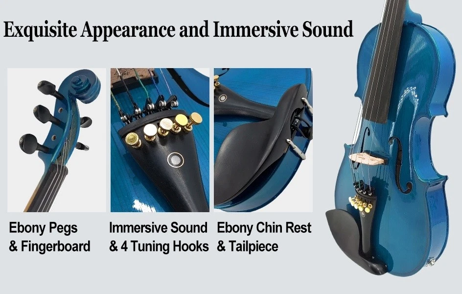 5String Electric violin Maple Spruce Wood Acoustic Violin Ebony Fittings 4/4 - Image 3 of 4