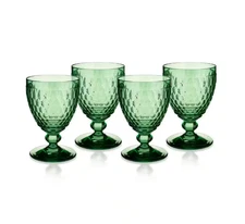 Villeroy and Boch 1748 Boston Color Green Footed Water Goblets-Set of 4 (New)