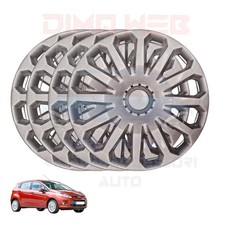 KIT SET 4 COPPE RUOTA COPRICERCHI PER FORD FIESTA DAL 2008 VI BORCHIE R15 PLATTO