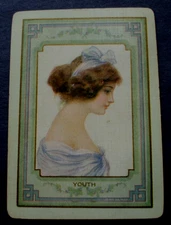 1 Single Antique Swap Playing Card US Old Wide Named YOUTH Lovely Lady Profile