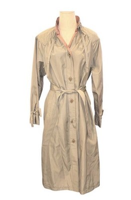 Vintage 80s London Fog Trench Coat Petite 12 Belted Raincoat USA