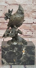 Handcrafted Bronze Bird Statue Cardinal Pigeon Marble Base Museum Quality Gift