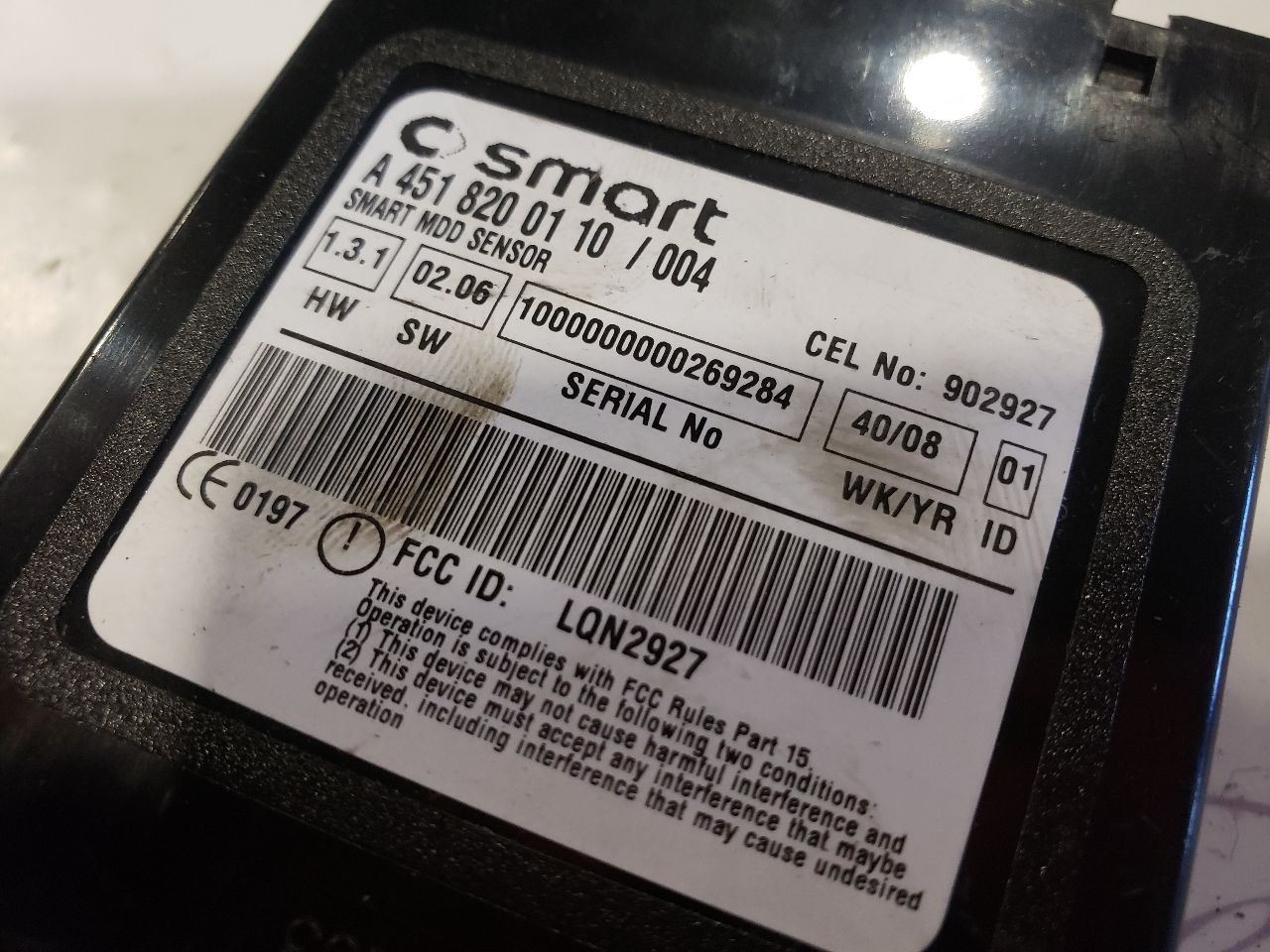2009 Smart Fortwo Brabus, Coupe Motion Sensor Module OEM A4518200110
