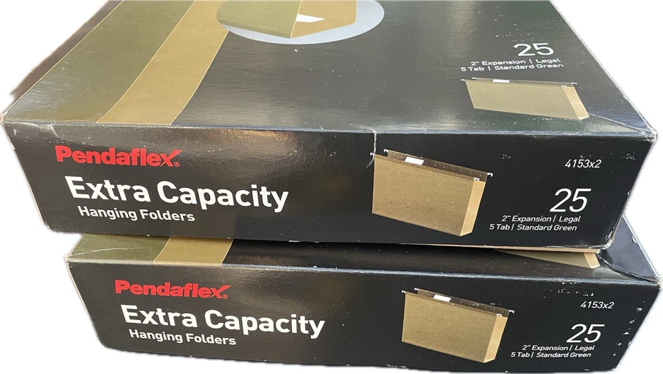 Pendaflex Extra Capacity Hanging Folders Legal 2” Expansion 25/Box 2-Pack Green - Image 3 of 3