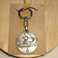 porte-clés Vintage métal argenté AIR TOTAL transport Avion médaillon rond fixe