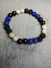 THIS 8" Of Prettiness Is 10mm Disco Rhinestone Ball And 10mm Shiny Black Beads.