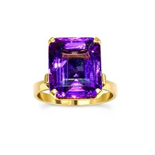 VINTAGE AMETHYST SOLITAIRE RING 7.1grams In 21K Gold, 12 Carat Stone, Size R 7.5