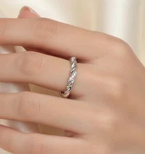 1/6 Ct Natural Diamond Twist Eternity Band Ring In 10k & 14k Solid Gold