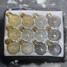 Rare, Vintage 1987, Multicolored Baubles 12 Christmas Ornaments By Current.