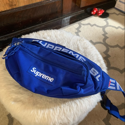 Supreme SS18 Blue Waist Bag Stylish Box Logo Fanny Pack, Spacious