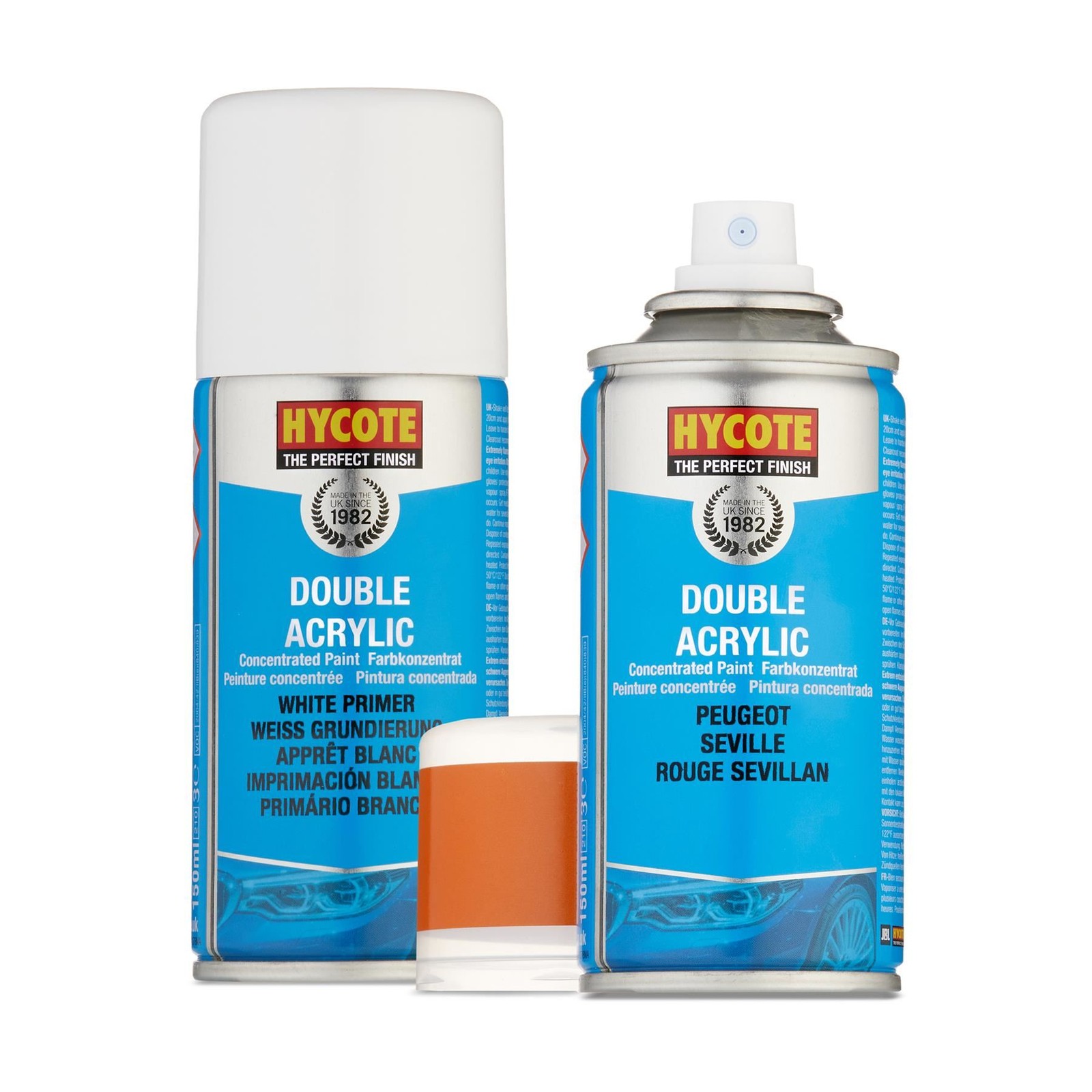 Hycote Spray Paint Double Acrylic Peugeot Seville 150ml + White Primer Kit