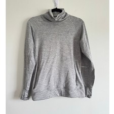 New Balance Womens Pullover Small Gray Funnel Neck Long Sleeve Pocket Reflective