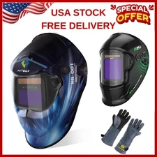HITBOX True Color Auto Darkening Mask Solar Power Welding Helmet Welder Parts US