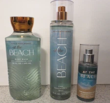 Lot of 3 Bath & Body Works "AT THE BEACH" Fragrance Mist & Body Wash NEW
