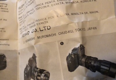 Vintage Kenko Auto Teleplus 2x Lens with Mini Booklet And Damaged
