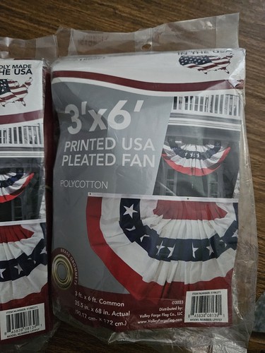 USA Pleated Fan Flag American Made US Bunting Flags Half Fan Banner Qty 2 NEW - Picture 2 of 6