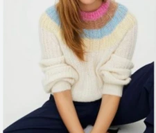 Aritzia Wilfred Women's Saba Colorblock Sweater Alpaca Mohair Blend Size Small