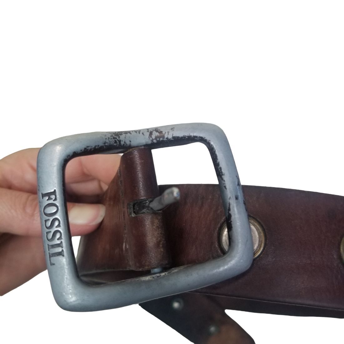 Fossil Belt, Size 32-35 Brown Resin Buckle, Cowhide Leather Amazon.com: Fossil Men main image 3