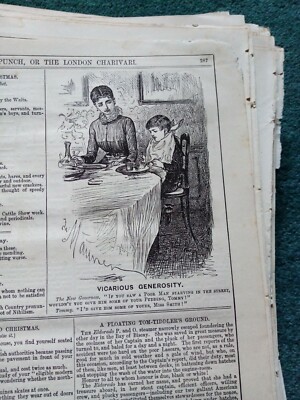 Hs19 Ephemera 1879 punch cartoon vicarious generosity 