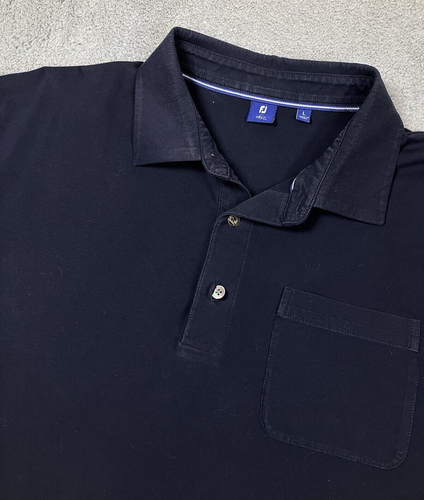 FOOTJOY FJ 1857 Navy Blue Cotton Blend Stretch Short Sleeve Polo Mens SZ Large