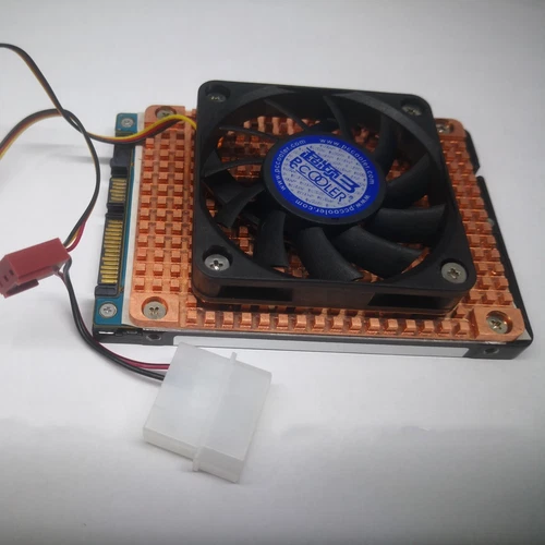 2.5" SATA HDD Hard Disk SSD Pure Copper Heatsink Cooler Radiator W/ Cooling Fan