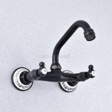 Oil Rubbed Bronze Swivel Spout Bathroom Basin Sink Faucet Tap Wall Mount asf730