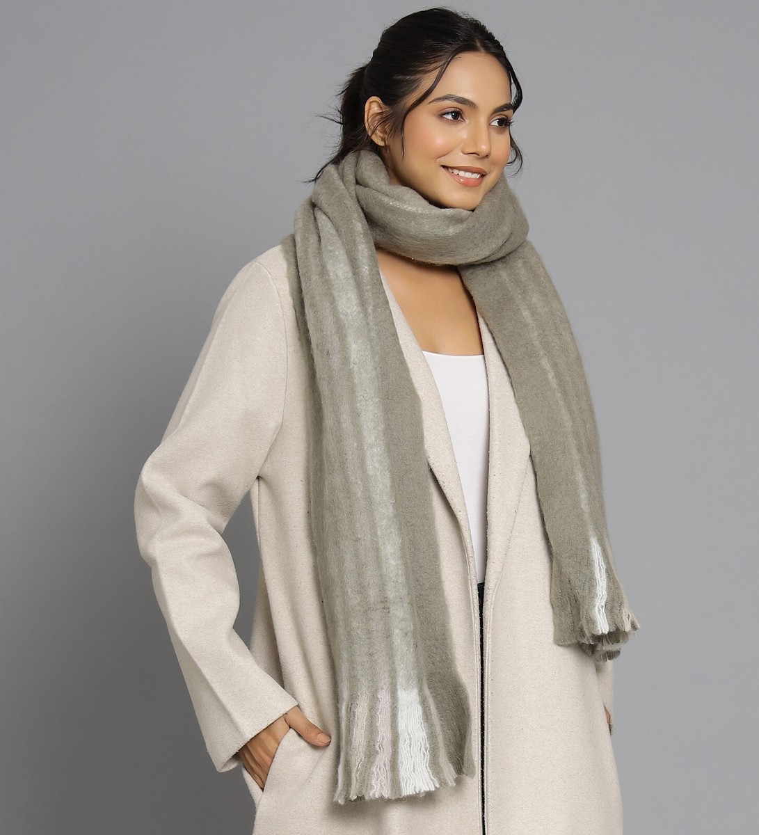 kaval カヴァル／blanket stole (cashmere100) Womens 100% Cashmere Oversized Solid Thick Blanket Acrylic Wool