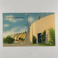 Postcard Florida Marineland FL Entance 1940s Linen Unposted