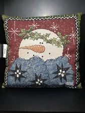 Lisa Hilliker Throw Pillow Snowman Christmas Holly Pre-owned