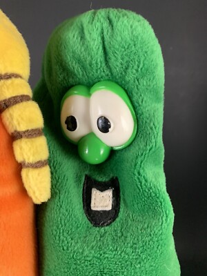 Vintage Veggie Tales Plush Stuffed Animal HTF Set Pair Lot